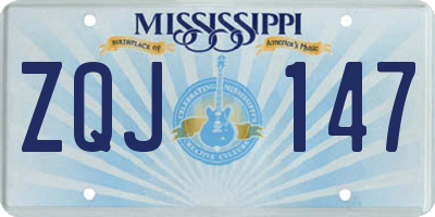 MS license plate ZQJ147