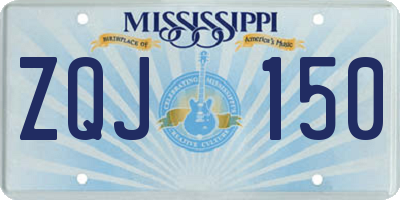 MS license plate ZQJ150