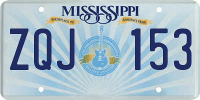MS license plate ZQJ153