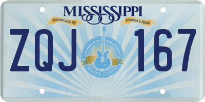 MS license plate ZQJ167