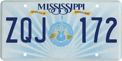 MS license plate ZQJ172