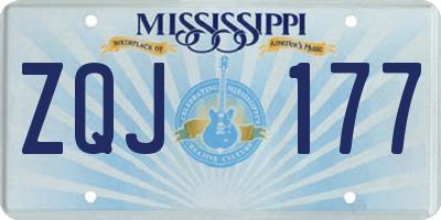 MS license plate ZQJ177