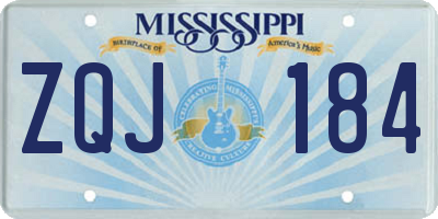 MS license plate ZQJ184