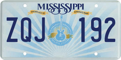 MS license plate ZQJ192
