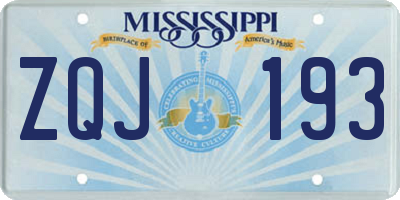 MS license plate ZQJ193