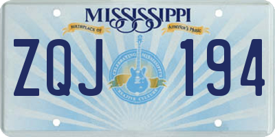 MS license plate ZQJ194