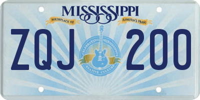 MS license plate ZQJ200