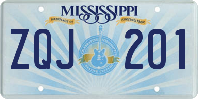 MS license plate ZQJ201