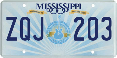 MS license plate ZQJ203