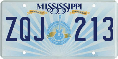 MS license plate ZQJ213