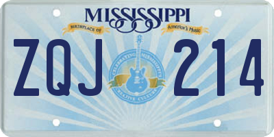 MS license plate ZQJ214