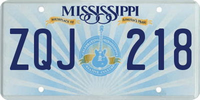 MS license plate ZQJ218