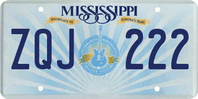 MS license plate ZQJ222