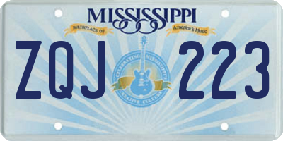 MS license plate ZQJ223