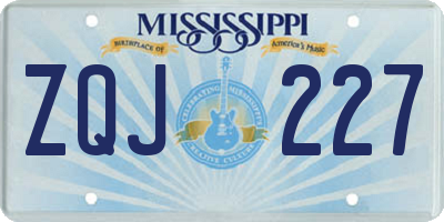MS license plate ZQJ227
