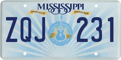 MS license plate ZQJ231