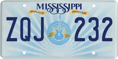 MS license plate ZQJ232