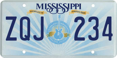MS license plate ZQJ234
