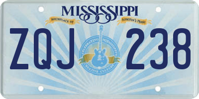 MS license plate ZQJ238