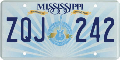 MS license plate ZQJ242