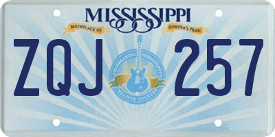 MS license plate ZQJ257