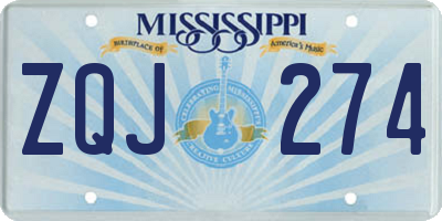 MS license plate ZQJ274