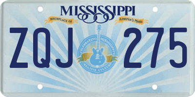 MS license plate ZQJ275