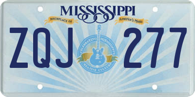 MS license plate ZQJ277