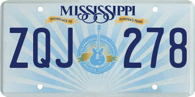 MS license plate ZQJ278