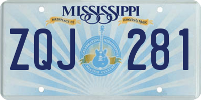 MS license plate ZQJ281