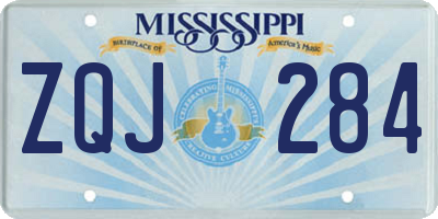 MS license plate ZQJ284
