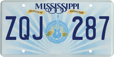MS license plate ZQJ287