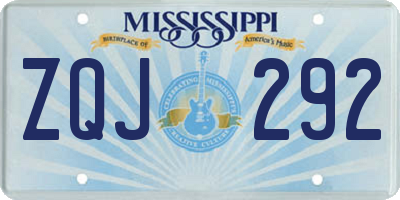 MS license plate ZQJ292