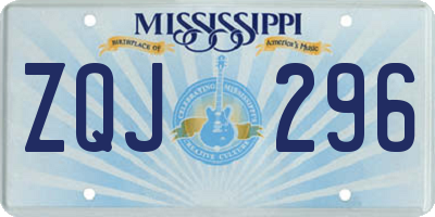MS license plate ZQJ296