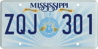 MS license plate ZQJ301