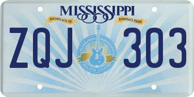 MS license plate ZQJ303