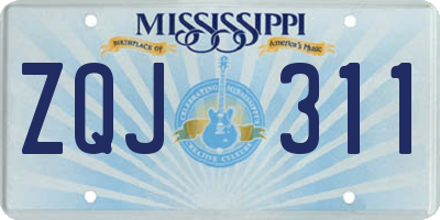 MS license plate ZQJ311
