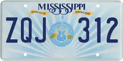 MS license plate ZQJ312