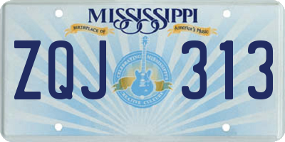 MS license plate ZQJ313