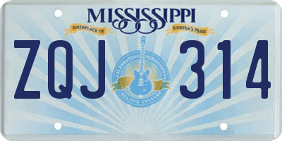 MS license plate ZQJ314