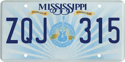 MS license plate ZQJ315