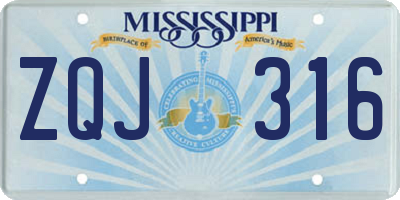 MS license plate ZQJ316