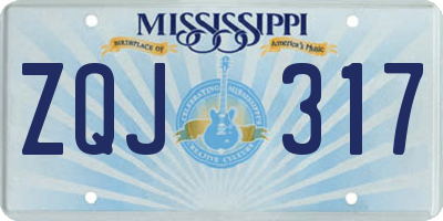 MS license plate ZQJ317