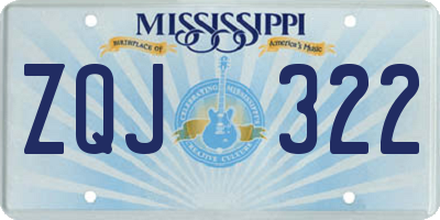 MS license plate ZQJ322