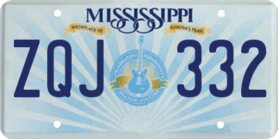 MS license plate ZQJ332