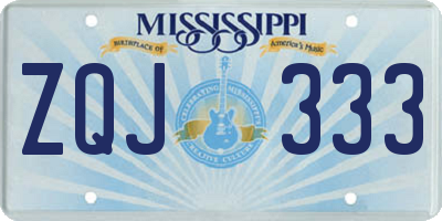 MS license plate ZQJ333