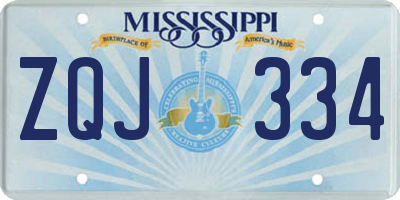 MS license plate ZQJ334