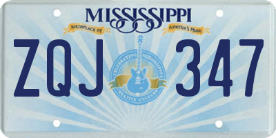 MS license plate ZQJ347