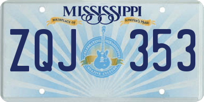 MS license plate ZQJ353