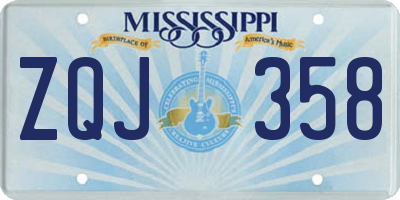 MS license plate ZQJ358